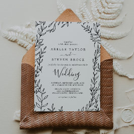 Invitación Hoja mínima | Boda blanco y negro