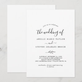 Invitación Hoja mínima | Boda blanco y negro