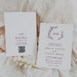 Invitación Hoja mínima | Boda de código QR de monograma de be<br><div class="desc">Esta invitación nupcial mínima de eggplant con código QR en hojas es perfecta para un boda boho. El diseño presenta una sencilla silueta de hojas de vegetación en un romántico color violeta oscuro con un minimalista estilo bohemio-jardín. Guarde el papel incluyendo un código QR para que su invitado vea detalles,...</div>