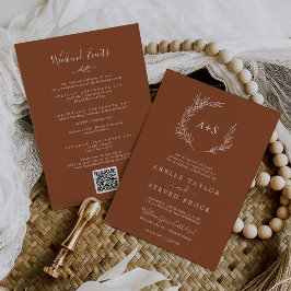 Invitación Hoja mínima | Boda de eventos de fin de semana de 