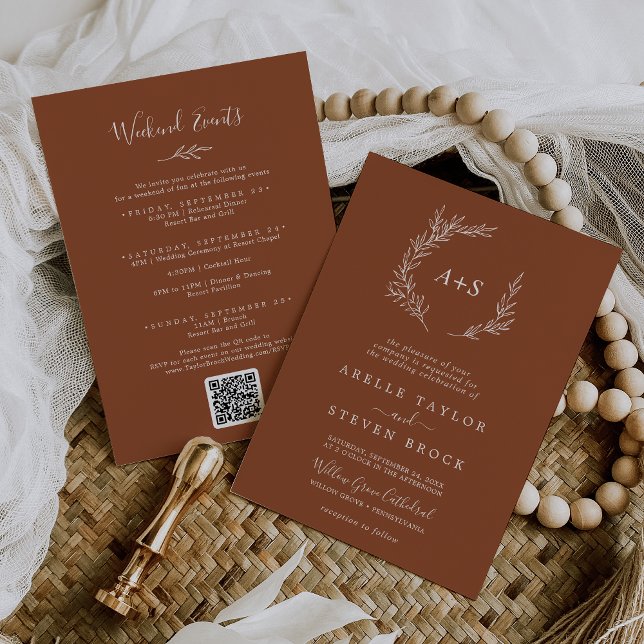 Invitación Hoja mínima | Boda de eventos de fin de semana de  (Subido por el creador)