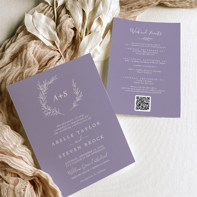 Invitación Hoja mínima | Boda de eventos Lavender Weekend (Subido por el creador)