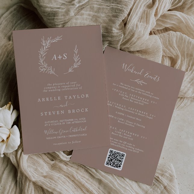 Invitación Hoja mínima | Boda de eventos neutrales de fin de  (Subido por el creador)