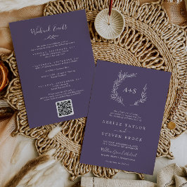 Invitación Hoja mínima | Boda de eventos Plum Purple Weekend