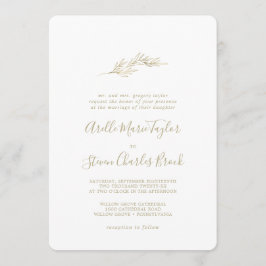 Invitación Hoja mínima | Boda tradicional de oro
