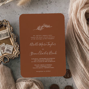 Invitación Hoja mínima Boda tradicional de Terracotta