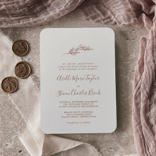 Invitación Hoja mínima   Boho Cream Boda tradicional
