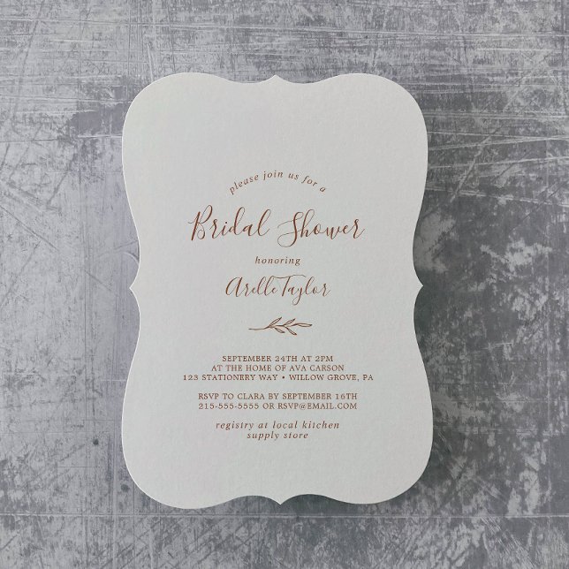 Invitación Hoja mínima | Boho Cream Bridal Shower Invitation (Subido por el creador)