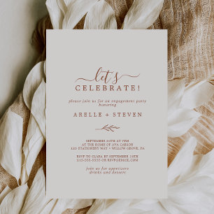 Invitación Hoja mínima   Boho Cream Celebremos