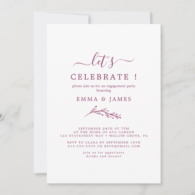 Invitación Hoja Mínima | Boho Crema Celebremos  (Anverso)