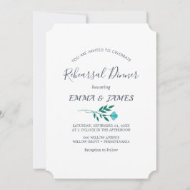 Invitación Hoja mínima | Cena de ensayo azul turbio