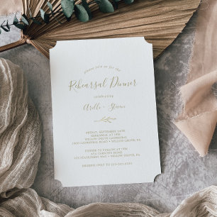 Invitación Hoja mínima Cena de ensayo de oro