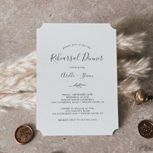 Invitación Hoja mínima Cena de ensayo gris oscuro