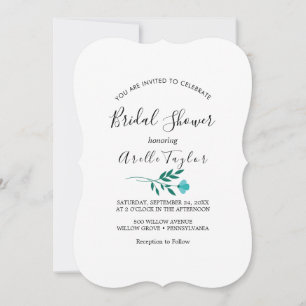 Invitación Hoja mínima   Ducha de novia de flor verde