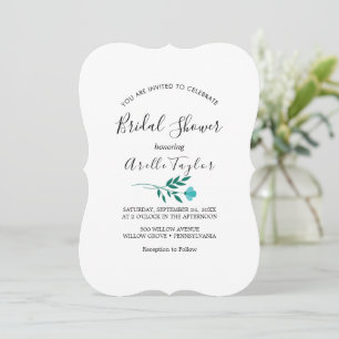 Invitación Hoja mínima   Ducha de novia de flor verde