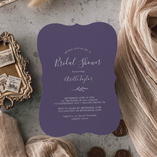 Invitación Hoja mínima | Ducha de putas púrpuras (Subido por el creador)