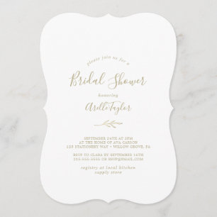 Invitación Hoja mínima Ducha dorada para novias