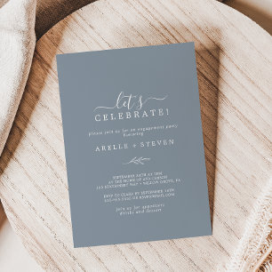 Invitación Hoja mínima   Dusty Blue Celebremos