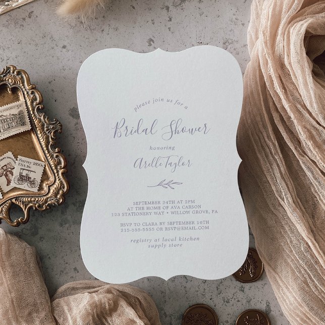 Invitación Hoja mínima | Dusty Morple Bridal Shower (Subido por el creador)