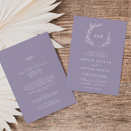 Invitación Hoja mínima | Lavanda Todo En Un Boda