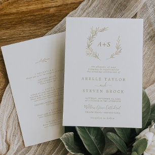 Invitación Hoja mínima   Oro Todo En Un Boda