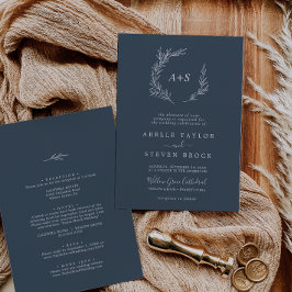 Invitación Hoja mínima | Pizarra Azul Todo En Un Boda