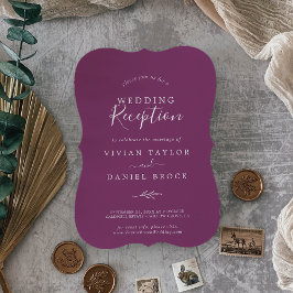 Invitación Hoja mínima | Recepción Berry Purple Wedding