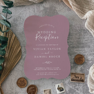 Invitación Hoja mínima   Recepción de bodas malvas