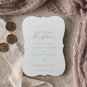 Invitación Hoja mínima   Recepción Rubor Pink Wedding