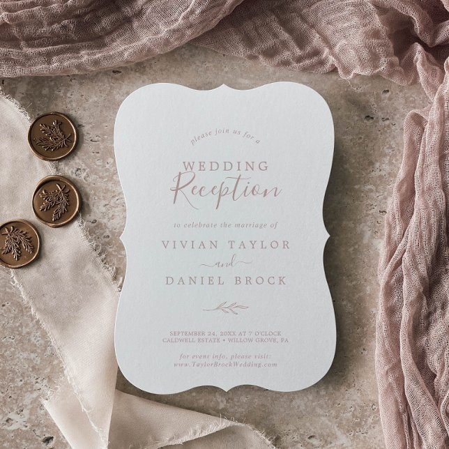 Invitación Hoja mínima | Recepción Rubor Pink Wedding (Subido por el creador)