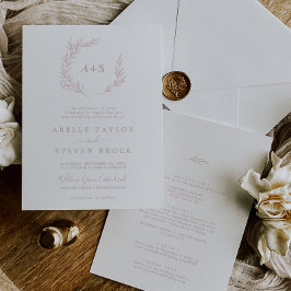 Invitación Hoja mínima | Rosa Polvoriento En Un Boda