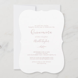 Invitación Hoja mínima Rubor Pink Quinceañera