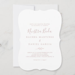 Invitación Hoja mínima | Rubor Pink Spanish Nuestra Boda
