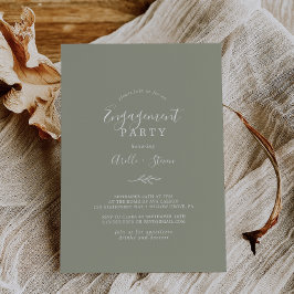 Invitación Hoja mínima | Sage Green Engagement Party