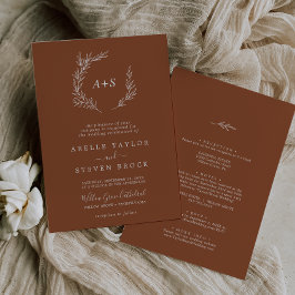 Invitación Hoja mínima | Terracota Todo En Un Boda