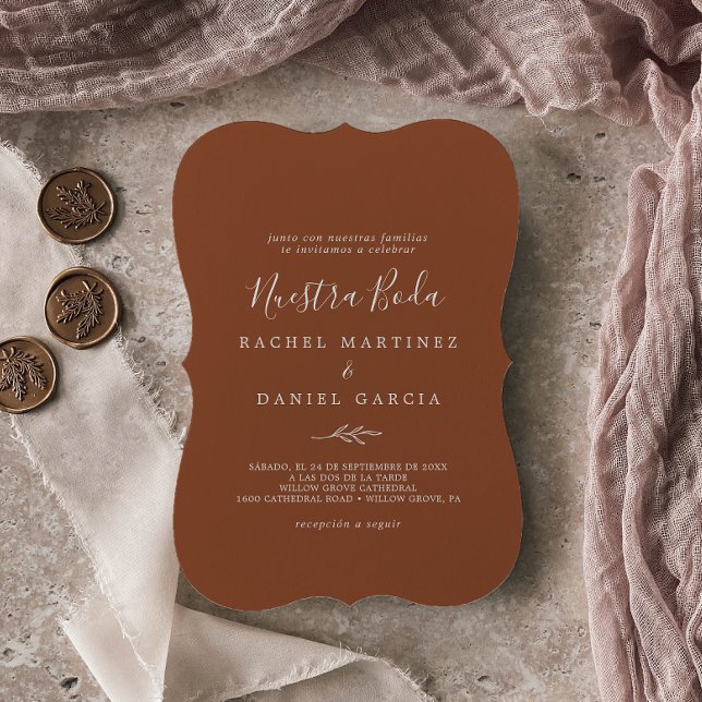 Invitación Hoja mínima | Terracotta Española Nuestra Boda (Subido por el creador)