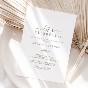 Invitación Hoja mínima   Verde oliva Celebremos