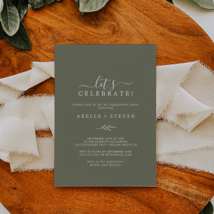 Invitación Hoja mínima   Verde oscuro Celebremos