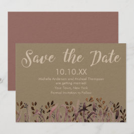 Invitación Hoja púrpura rusa salva la fecha