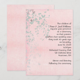 Invitación Hoja rosa y plateada