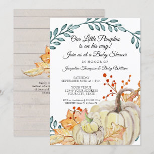 Invitación Hoja Rusa de Caída en la Calabaza de Madera Niño B