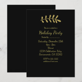 Invitación Hoja Rústica Dorada Elegante Otoño Negro Elegante