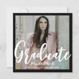 Invitación Hoja tópica | Verde y Negro | Graduación fotográfi