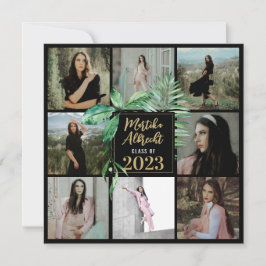 Invitación Hoja tópica | Verde y Negro | Graduación fotográfi
