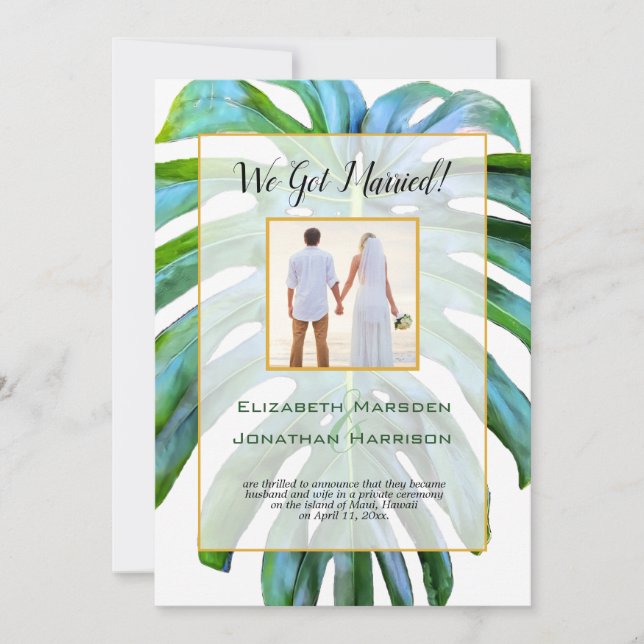 Invitación Hoja Tropical Se Casó Con Todos En Un Código QR (Anverso)