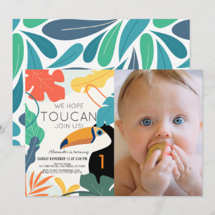 Invitación Hoja Tropical Turca Moderna Foto de cumpleaños 1er