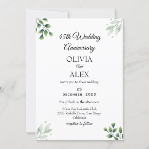 Invitación 'Hoja Verde' Estándar 45º Aniversario de Bodas
