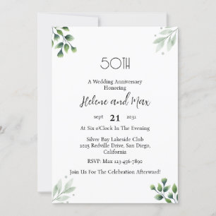 Invitación 'Hoja Verde' Estándar 50º Aniversario de Boda