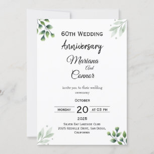 Invitación 'Hoja Verde' Estándar 60º Aniversario de Bodas