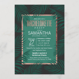 Invitación Hoja verde hoja Rosa negro bachelorette dorada